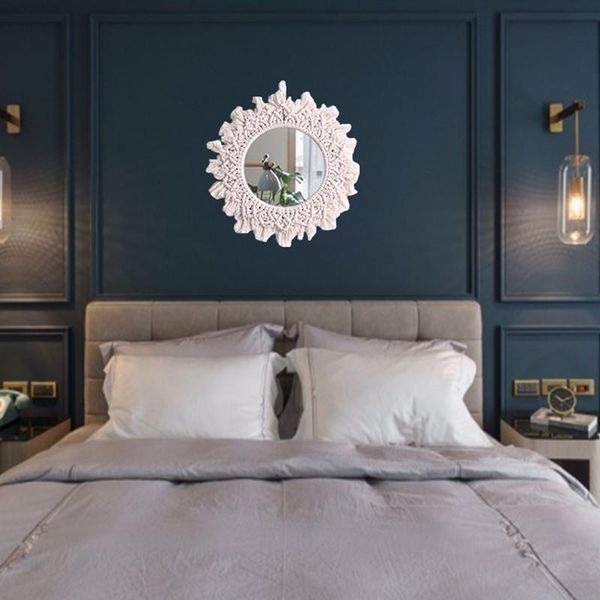 

mirrors macrame vintage bohemian dressing make up mirror handmade european nordic style round wall living room bedroom decor