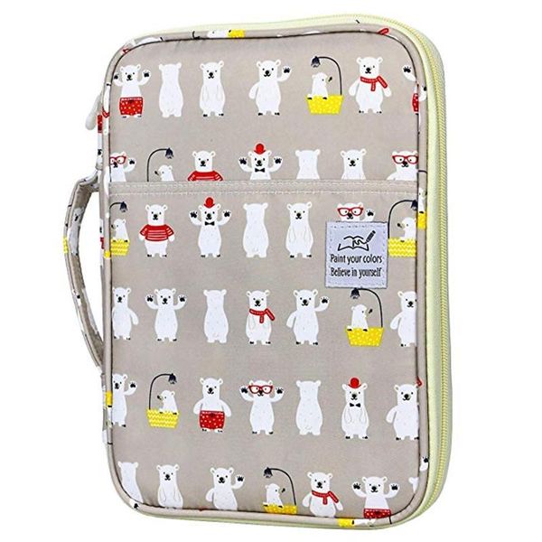 

pencil bags 96 slots colored case large capacity holder pen organizer bag for artist(bathing bear)