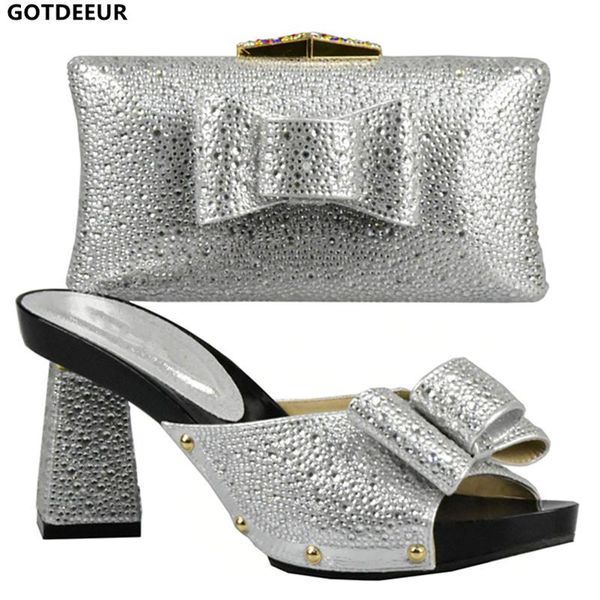 

dress shoes matching shoe and bag set african sets 2021 italian ladies decorated with rhinestone nigerian, Black
