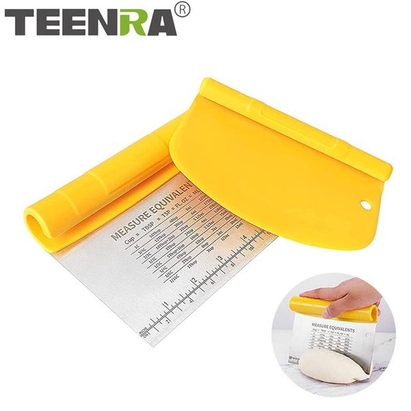 

baking & pastry tools teenra 2pcs stainless steel bench scraper cake cream spatula pizza dough cutter 2 in 1 bread knife with measurement