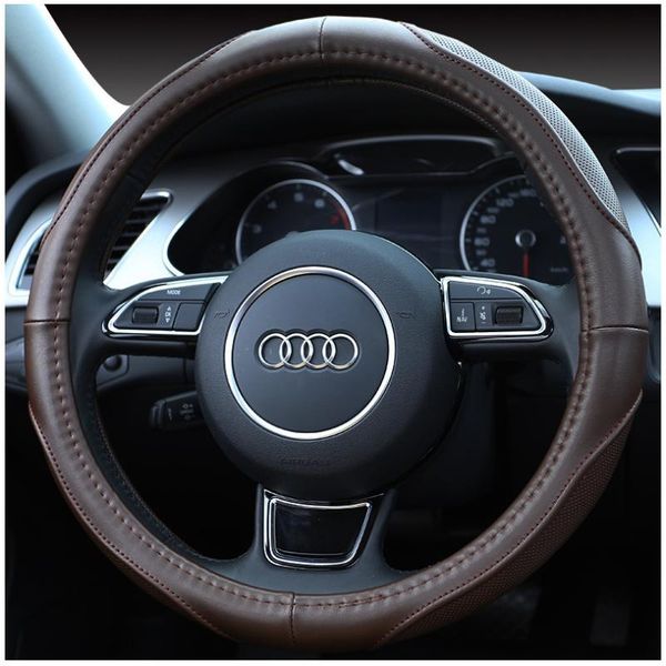 

steering wheel covers 15 inch/38 cm pu leather car cover anti-slip steering-wheel on wrap