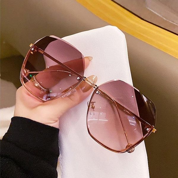 

sunglasses square metal rimless shades women luxury oversized sun glasses female vintage eyewear zonnebril dames, White;black