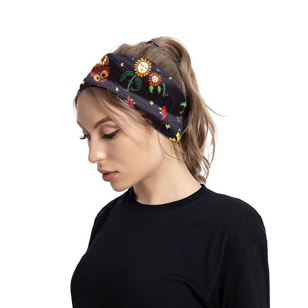 

women wide scrunchies elastic headbands bohemian sports yoga floral printing hair bands european polyester daisy flower head jewelry accesso, Silver