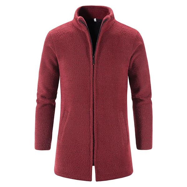 

men's trench coats arrival winter slim fit long sleeve cardigans autumn casual medium length zipper mink velvet windbreaker, Tan;black