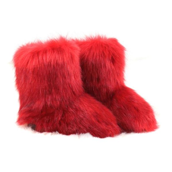 

boots furry winter ladies snow luxury fur for female high boot shoes warm fashion soft, Black