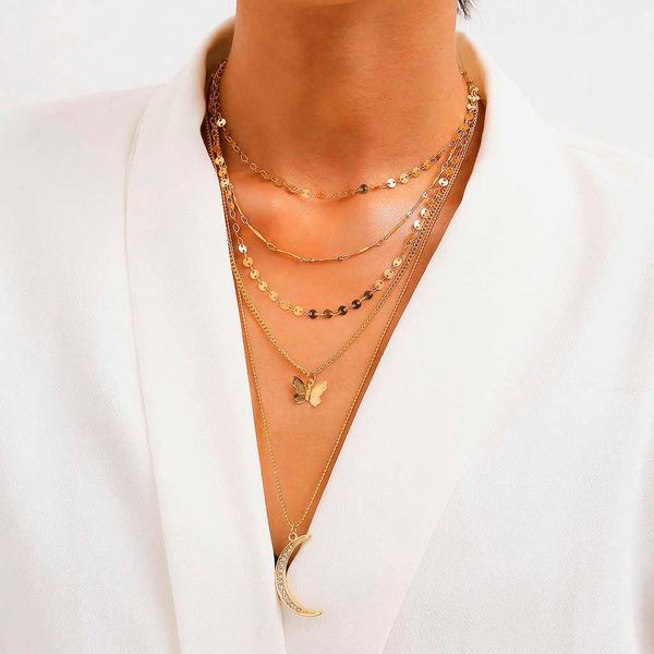 

designer necklace luxury jewelry alloy chain choker vintage temperament metal clavicle rhinestone ladie pendant, Silver