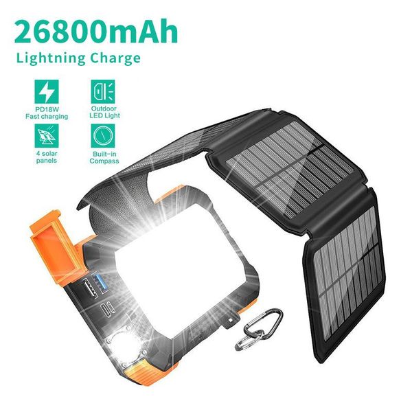 

camping lights mobile power supply large capacity 26800 haoan solar charging treasure super camp tent portable lanterns