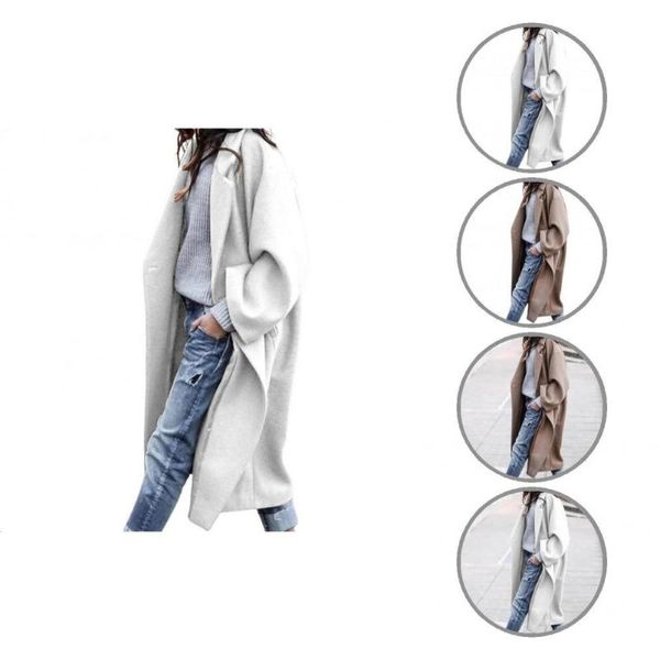 

women's jackets lady casual turndown collar single button overcoat streetwear winter coat solid color for party, Black;brown