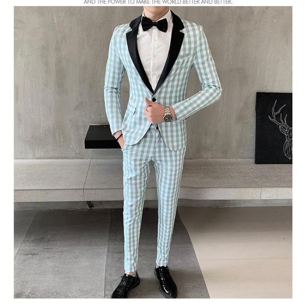 

men's suits & blazers men slim suit 2 piece skinny mens with pants long sleeve fashion formal england style groom wedding clothes for, White;black