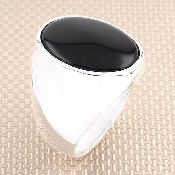 

cluster rings plain round black onyx stone silver ring made in turkey solid 925 sterling, Golden;silver