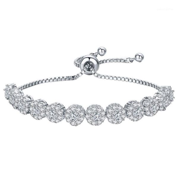 

classic new round cubic zircon elegant women tennis bracelets for women fashion bracelet jewelry1, Golden;silver