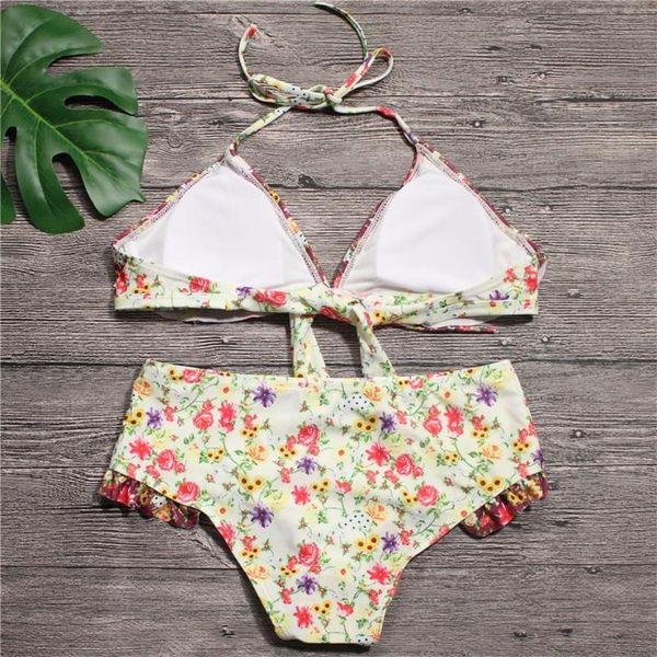 

women's swimwear nidalee 2021 ruffle print bikini set adjustable strap floral summer bathing high waist swimming suit padded bandage bi, White;black