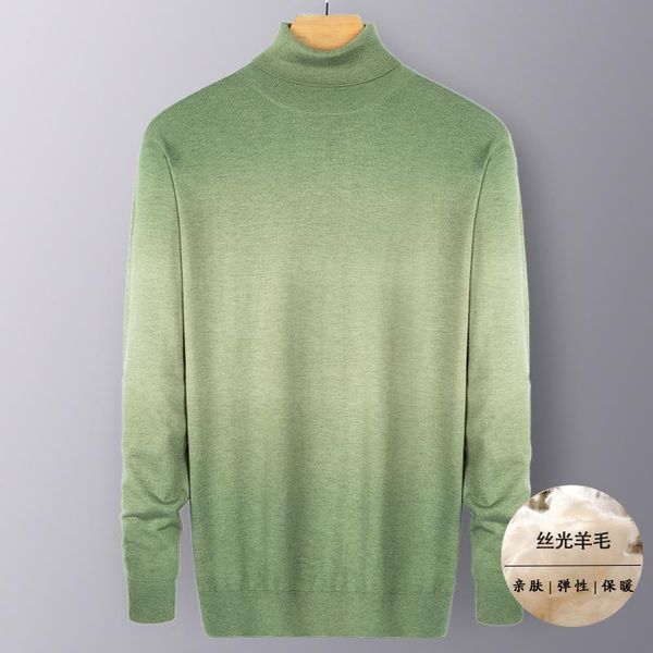 

men's sweaters 100% silk wool t-shirts spring & autumn turtleneck jumper male gradient colors knitwear thin long sleeved, White;black