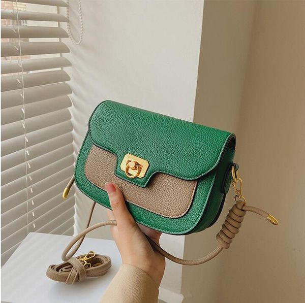 

factory wholesale women shoulder bags quality shaping leather handbag elegant atmosphere color cross body bag winter versatile buckle fashio, Black;red