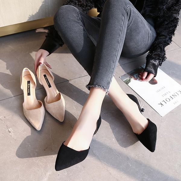 

dress shoes women's 2021 pointed high heels female stiletto sexy, Black