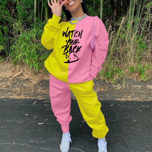 

cool girl bf style women clothing sets loose sweatshirts long sleeve spring trousers lounge wear two piece set womenby air, Black;white