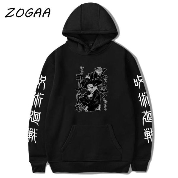 

men's hoodies & sweatshirts zogaa 2021 spring thick hooded sweatshirt trend anime character printed harajuku hoodie casual youth couple, Black