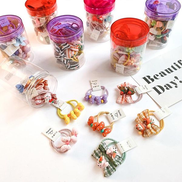 

hair accessories  pcs/set children cute cartoon flower fruit bow bands baby girls sweet scrunchies rubber kids, Slivery;white