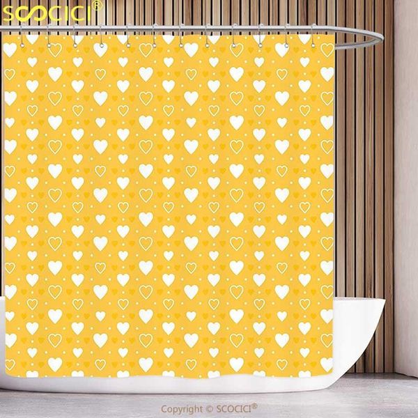 

shower curtains stylish curtain yellow decor full and empty heart shapes with little dots tiny cute hearts pattern white