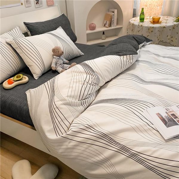 

bedding sets light luxury ins simple cotton bed 4 piece set 100% nordic style sheet 3 quilt cover pillow case