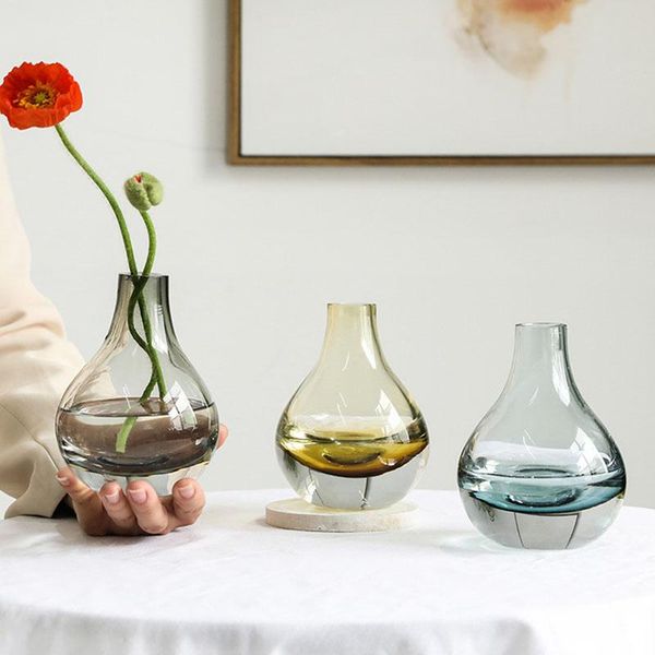 

vases nordic contracted drop-shaped glass flower vase home decoration modern plant holder desk hydroponics room decor