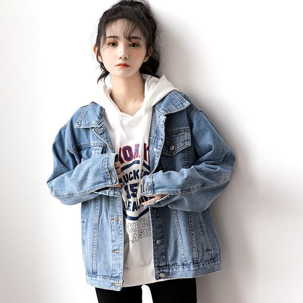 

women's jackets fashion women clothes oversized jeans denim coat 2021 cotton outwear jacket for female spring autumn solid, Black;brown