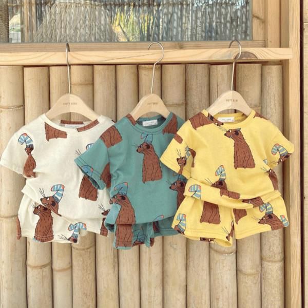 

clothing sets 7890 bron baby clothes cartoon suit summer 2021 boy cute +short toddlertwo piece set outfits, White
