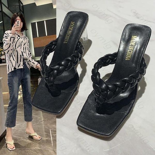 

slippers sandals women's spring summer style flip-flops high-heeled and women shoes d7hf, Black
