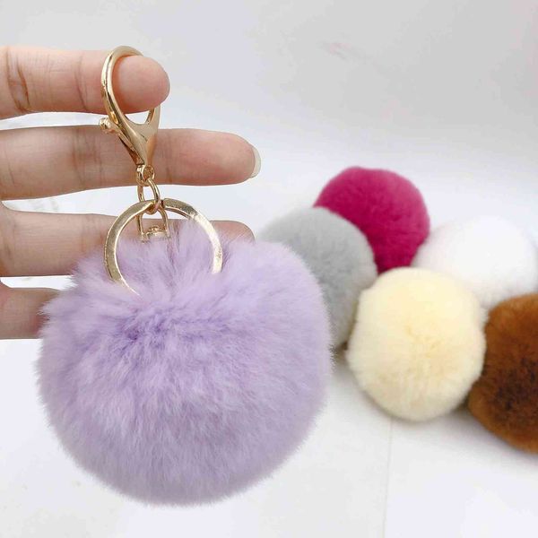 Fluffy Pom Portachiavi Giocattoli Soft Faux Rex Coniglio Palla di pelo Portachiavi auto Pompon Portachiavi Regalo per bambini piccoli