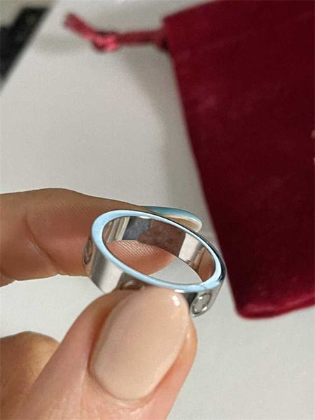 

2021 rings 5mm titanium steel silver zircon love men and women rose gold ring jewelry for lovers couple wedding gift