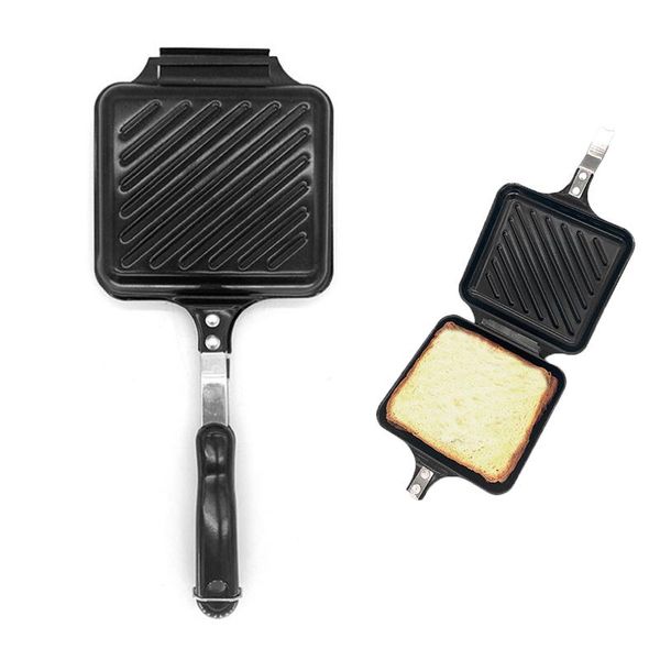 

pans sandwich mold waffle easy clean kitchen tool bread barbecue plate toast frying pan double side non-stick breakfast maker