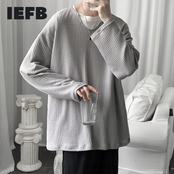 

men's sweaters iefb long sleeve sweater 2021 autumn niche v-neck hollow out elegant solid knitting loose casual pullovers ins 9d0173, White;black