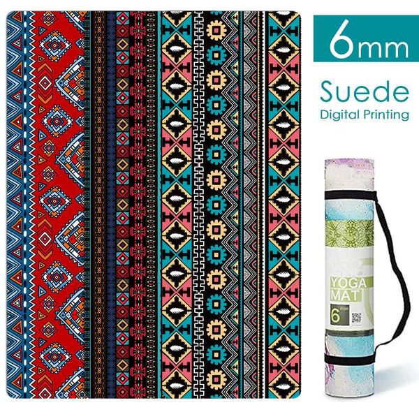 

yoga mats 6mm mat microfiber non slip carpet for beginner bohemian pattern fitness gymnastics 185x58cm pilates indoor tapete