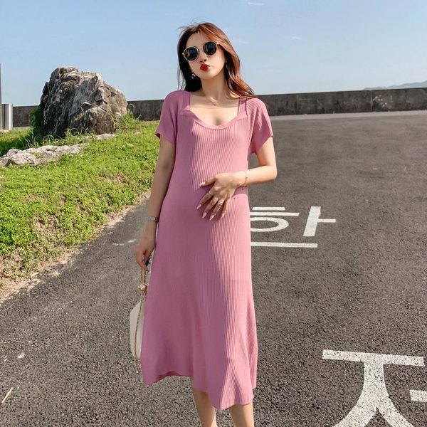 

maternity dresses 58437# clothes summer short sleeves easy matching loose stylish slimming dress pregnant women pregnancy, White