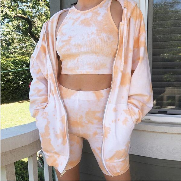 

women's jackets jacket spring tie dye print hooded loose zipper drawstring pocket female coats casual streetwear ladies outerwear, Black;brown