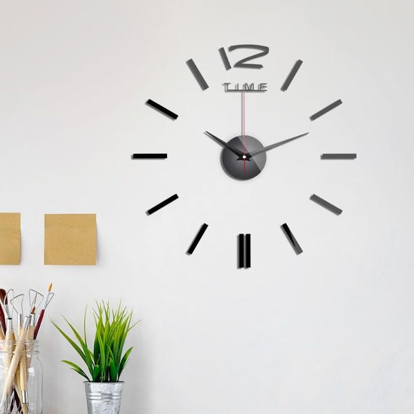 

wall clocks clock 3d diy acrylic mirror stickers bedroom quartz needle home decor