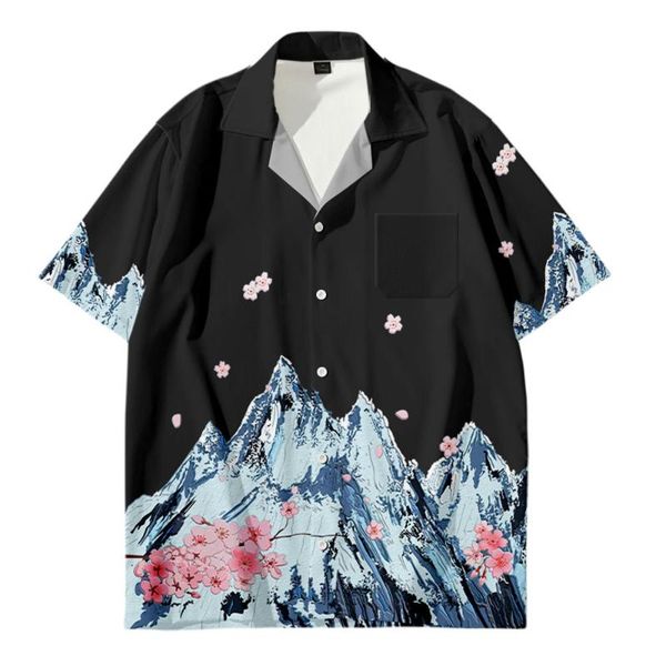 

men's casual shirts 3d snow mountain printed hawaiian custom fashion women's white harajuku style size 2xs-6xl, White;black