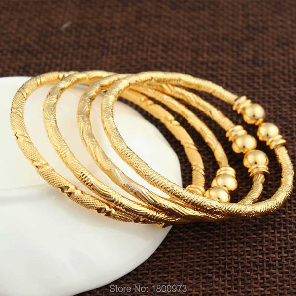 Adixyn Neue Dubai Gold Baby Armreif Schmuck für Jungen Mädchen18k Gold Farbe Äthiopischen Kinder Armreifen Armband Schmuck Q0719