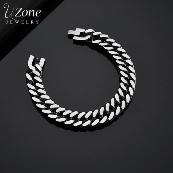 

uzone stainless steel thickness 1.6/3.0mm sliver chain bracelet for women and man jewelry polished bracelets on hand luxury gift charm, Golden;silver
