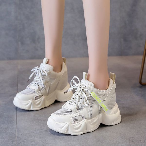 

summer women sneakers 2021 thick sole dad shoes casual high platform shoes comfortable leisure cutout walking shoes woman 8.5cm