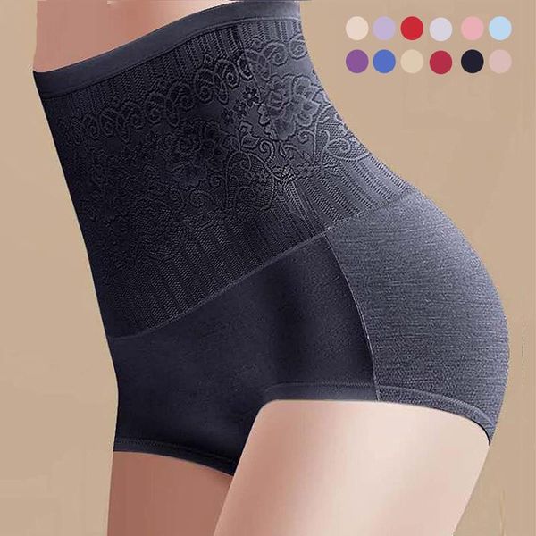 

women's panties control shapewear female lingerie solid briefs underpants women's high waist soft panty brief tummy cotton underwea, Black;pink