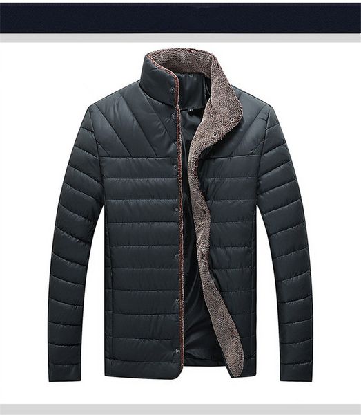 

mens autumn and winter stand collar coats mens solid color coats with pockets long sleeved outerwear with buttons, Black