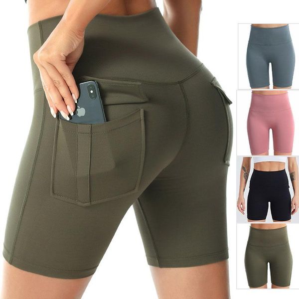 

yoga outfit shorts with pocket women athletic pants quick dry high waist elastic breathable gym workout running biker pilates short