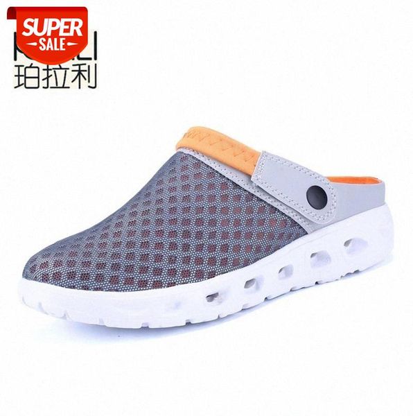 

polali men summer sandals breathable mesh sandal summer beach mens shoes water man slippers fashion slides shoes #pg1g, Black