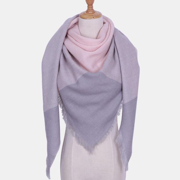 

scarves winter warm cashmere triangle scarf women's fashion plaid shawl dual purpose pink neck, Blue;gray