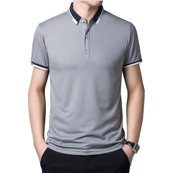 

men's polos men shirt 2021 summer fashion classic casual short sleeves cotton mandarin collar slim homme, White;black