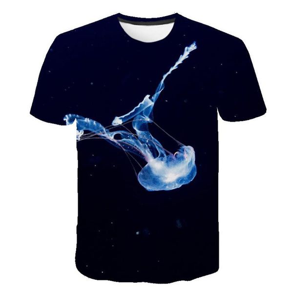 

men's t-shirts 2021 men 3d short sleeve t-shirt black o-neck jellyfish print novelty summer design hip hop cool, White;black