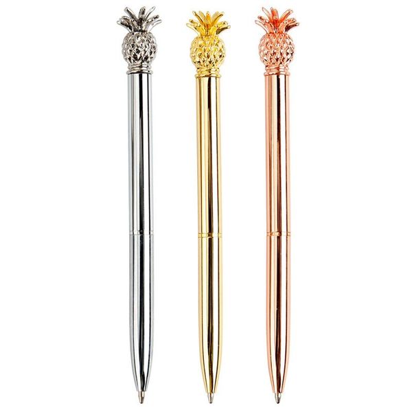 

ballpoint pens rose gold pen 1.0mm metal strange pineapple stationery gift kawaii 3 color optional school office supplies, Blue;orange
