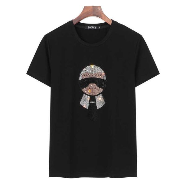 

big size shinning man drilling t shirt cotton oversized fashion op ee plus clothes 210629, White;black