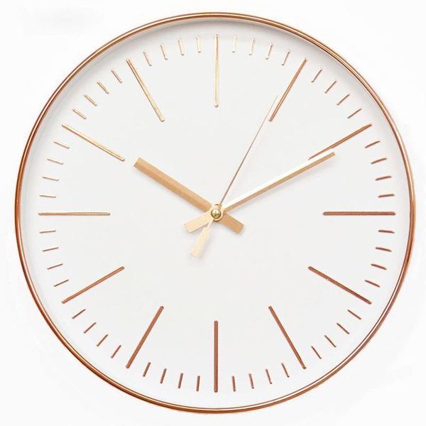 

wall clocks rose gold clock modern design minimalist round plastic watch living room home decor mute quartz arrive